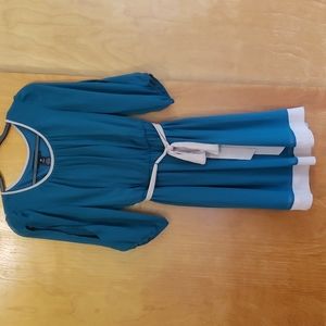 Enfocus petite green tan sheer dress